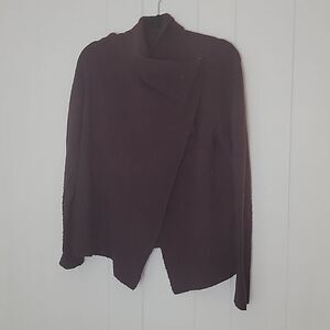 Burgundy sweater with crossover flap